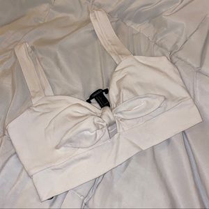 SOLD White Cropped Tie Front Tank Top